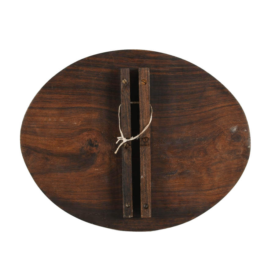 Anglo-Indian Inlaid Wooden Oval Wall Hanging-6