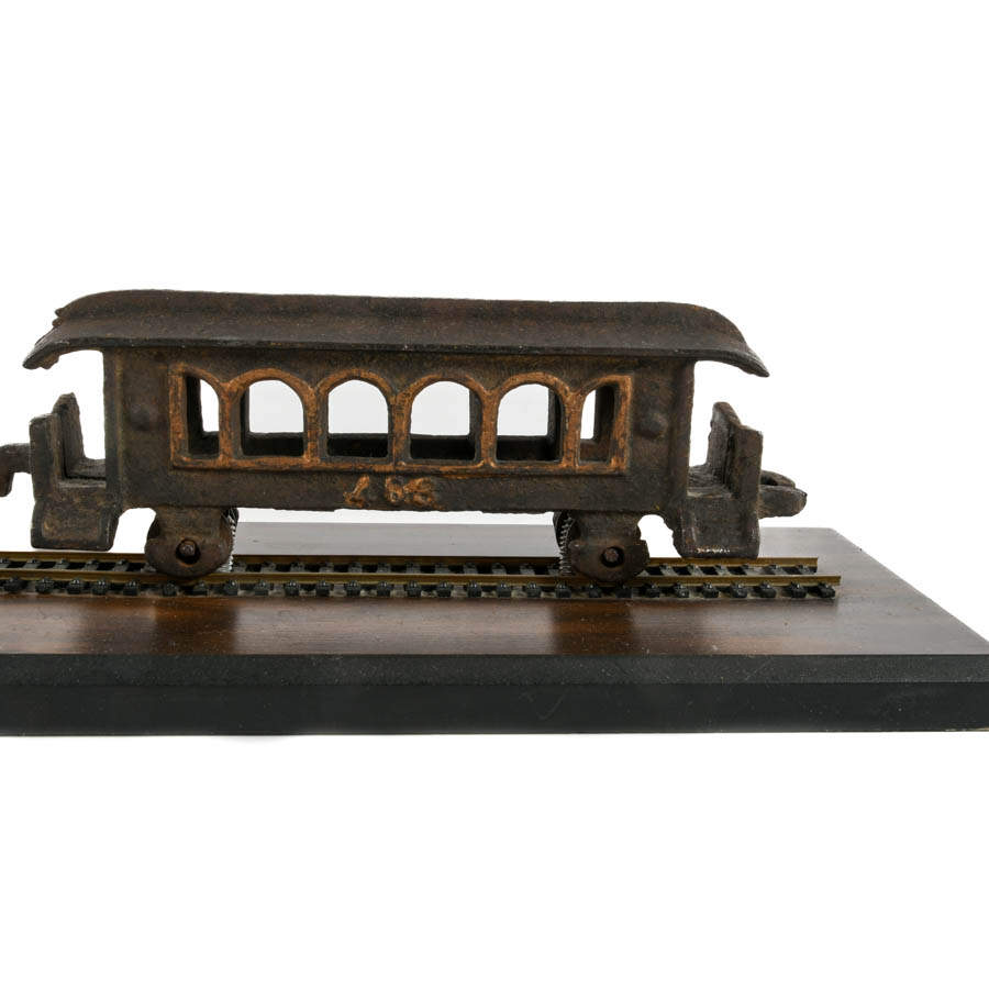 Pair of Cast Iron and Wood Train Bookends-5