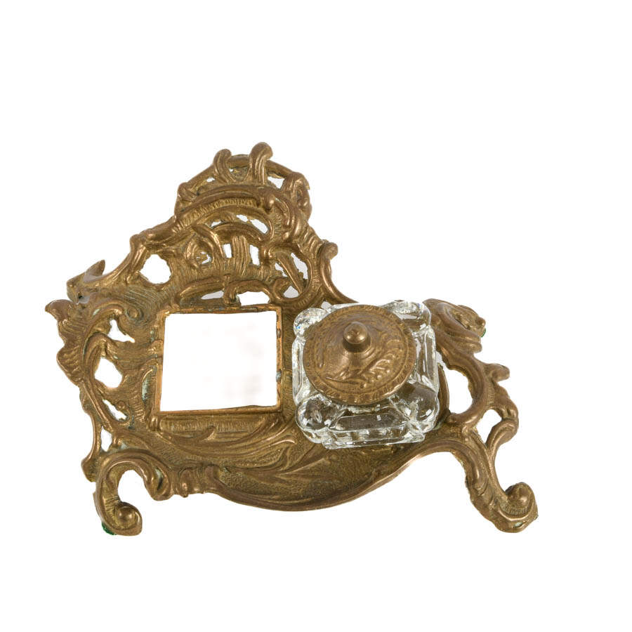 Victorian Brass Inkwell-7