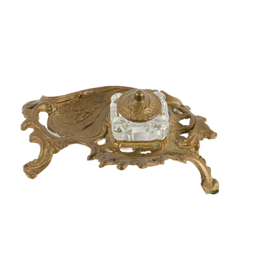 Victorian Brass Inkwell-5