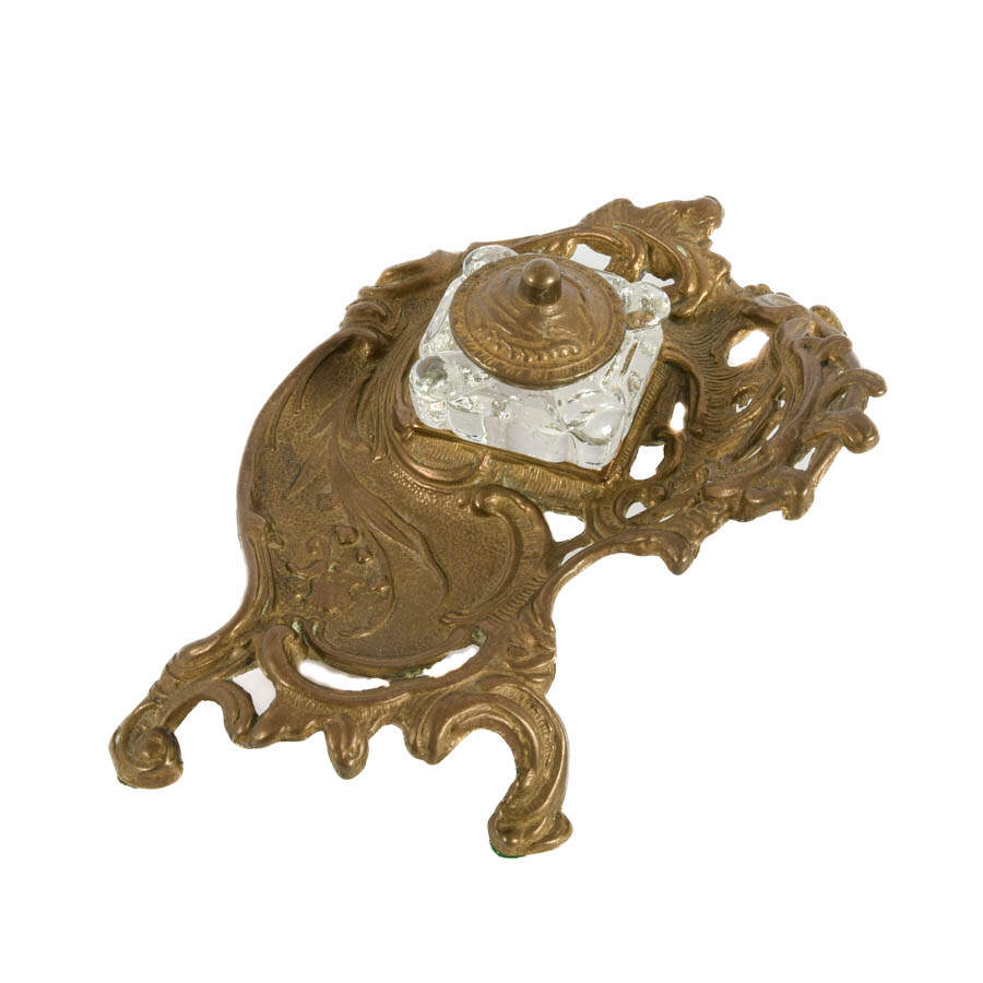 Victorian Brass Inkwell-4