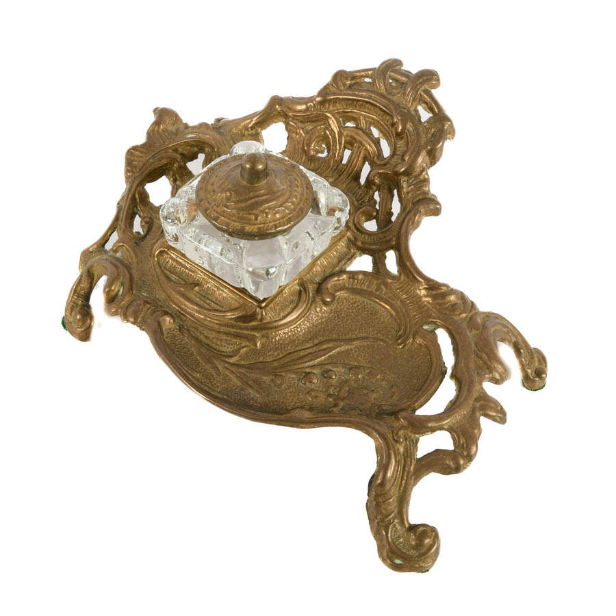 Victorian Brass Inkwell-3