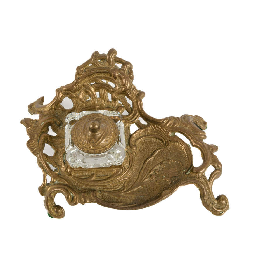 Victorian Brass Inkwell-2