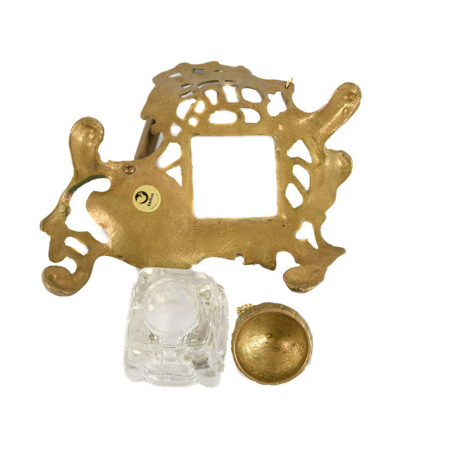 Victorian Style Teleflora Brass Inkwell and Pen Holder-8