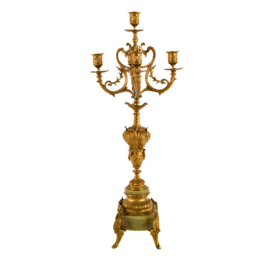 Antique Ormolu and Onyx Four Arm Candelabra-5