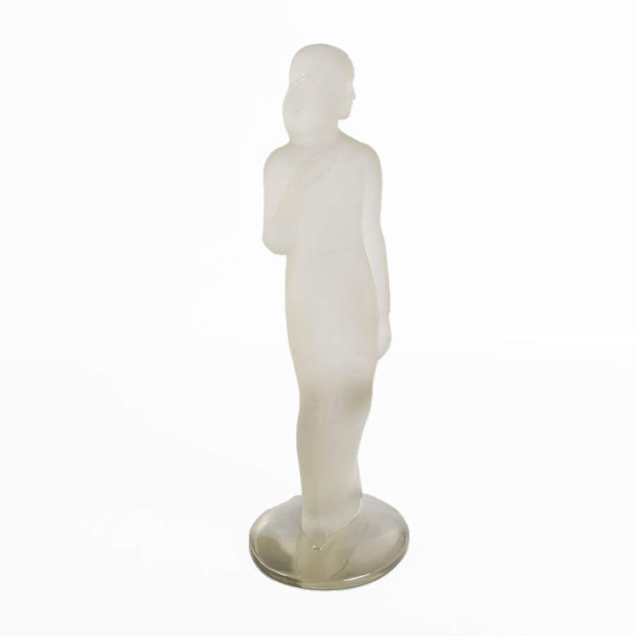 French Art Deco Frosted Glass Statue in the Style of Lalique-5