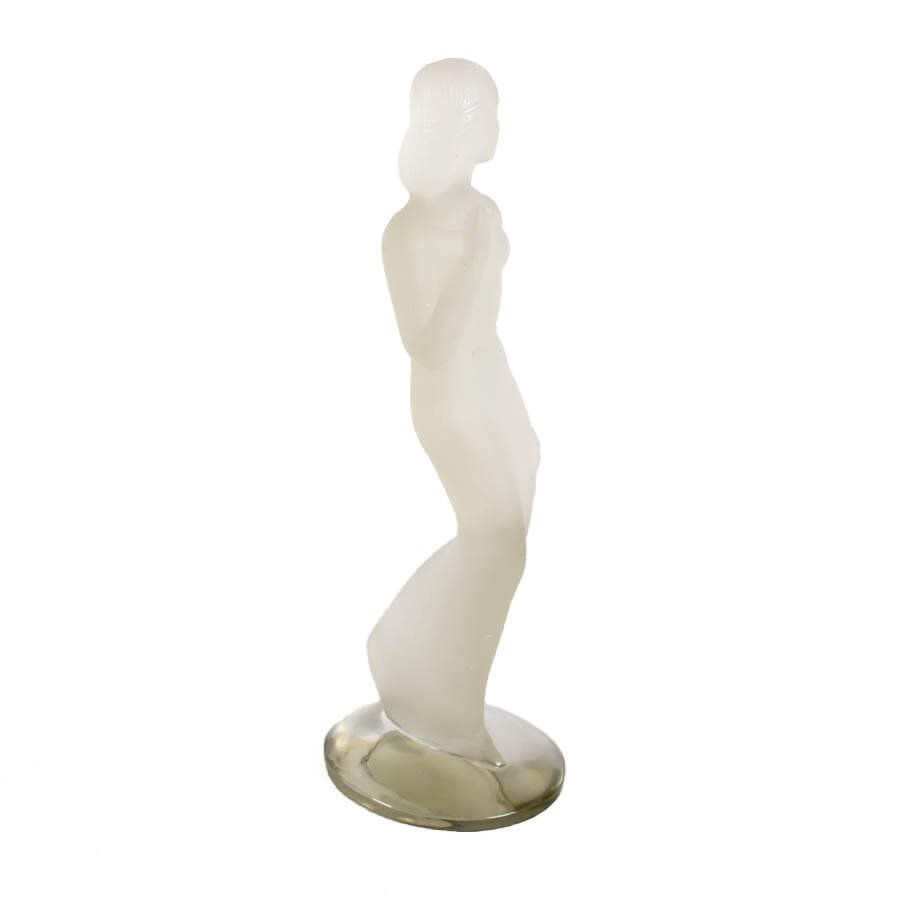 French Art Deco Frosted Glass Statue in the Style of Lalique-4