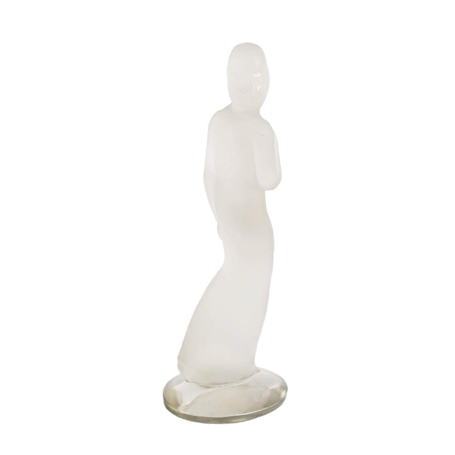 French Art Deco Frosted Glass Statue in the Style of Lalique-3