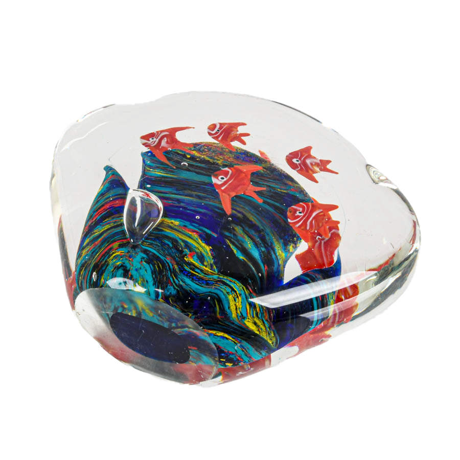 Mid-Century Modern Fish Grouping Art Glass Paperweight-6