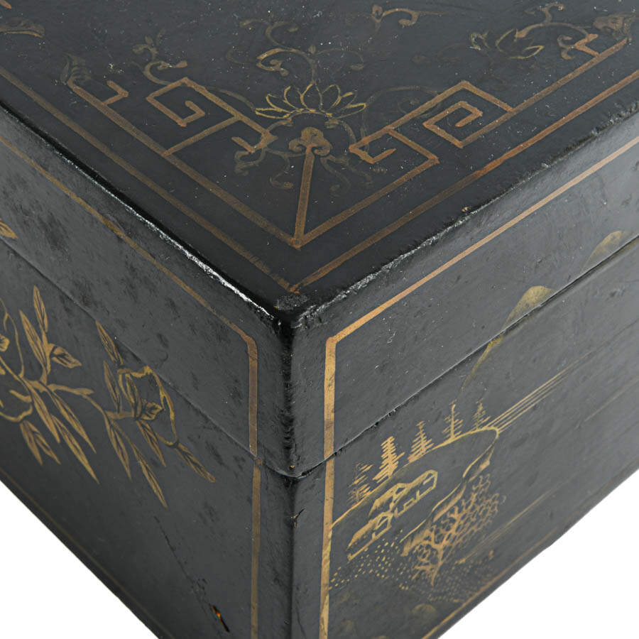 Antique Black Lacquer Chinese Box-8