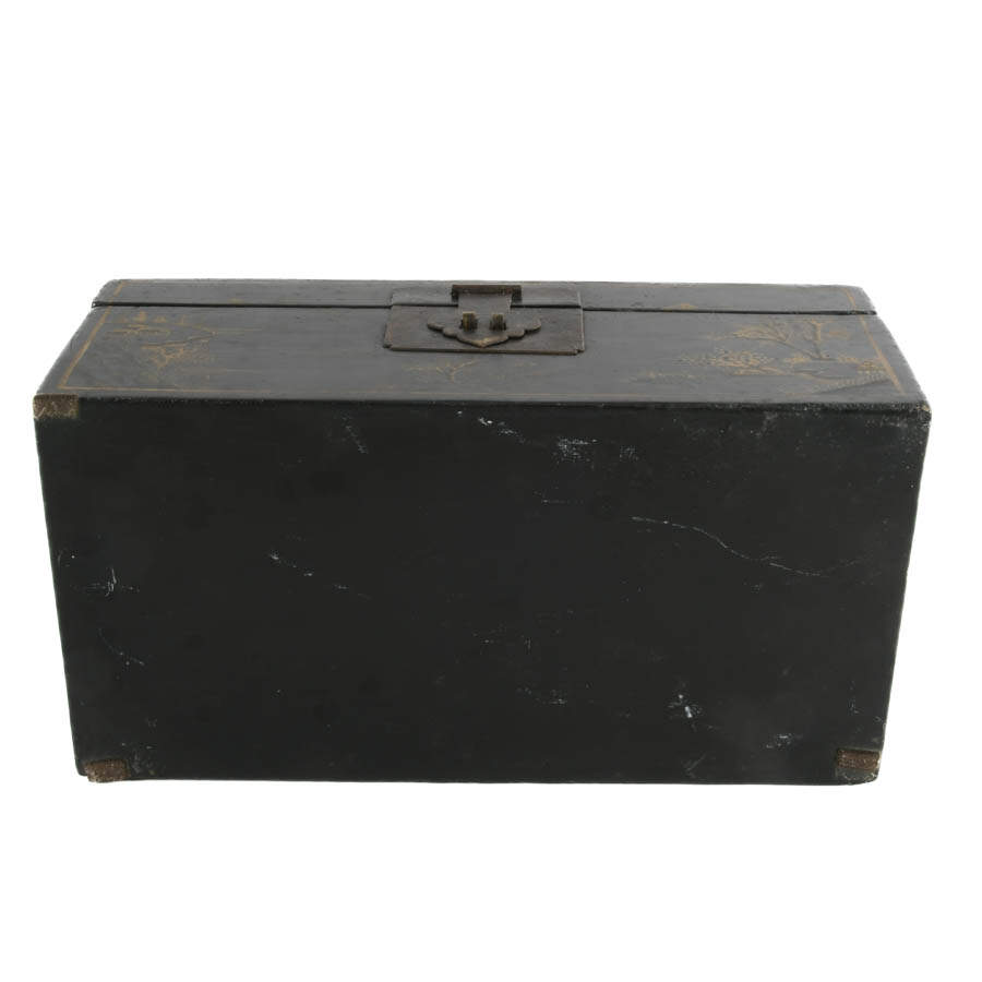 Antique Black Lacquer Chinese Box-6