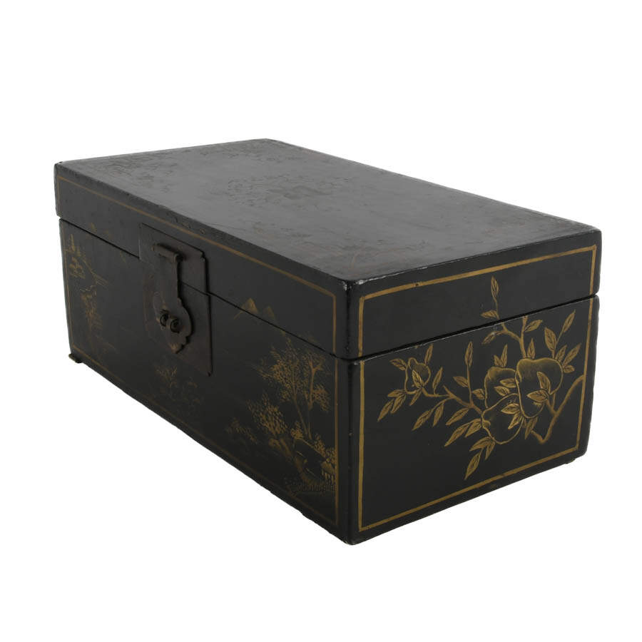 Antique Black Lacquer Chinese Box-2
