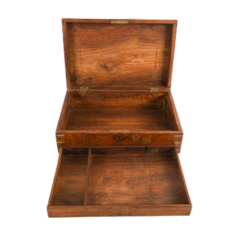 Antique Marquetry Inlaid Document Box-2