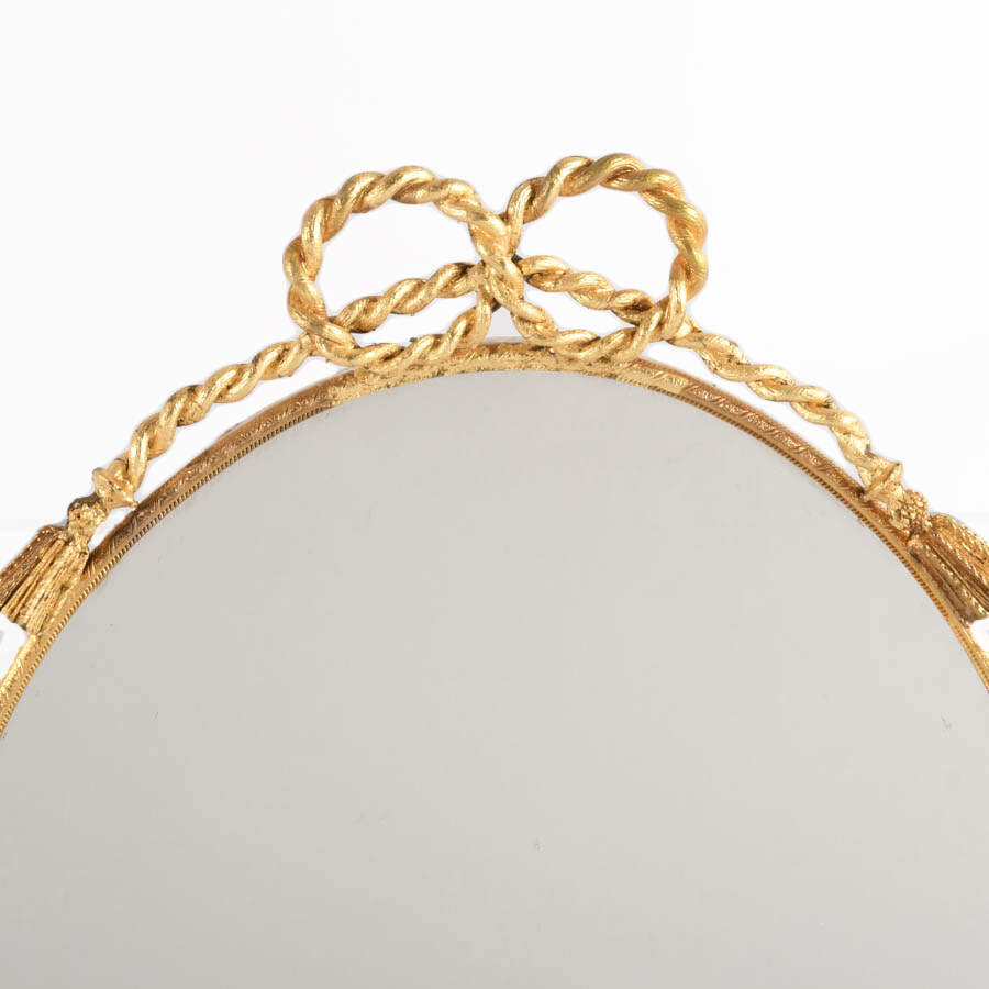 Ornate Brass-Framed Vanity Mirror with Bow Handles-3