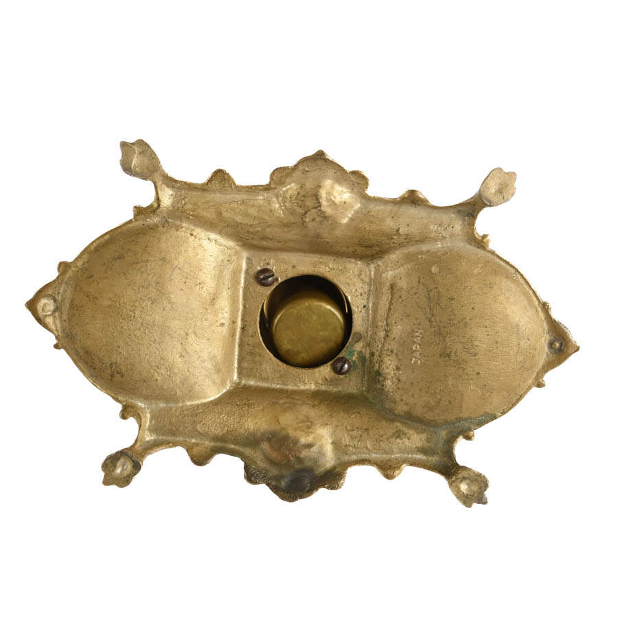Japanese Brass Footed Pagoda Inkwell-6
