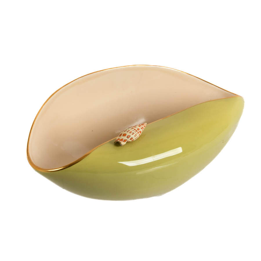L'Objet Meridian Green Oval Seashell Bowl-5