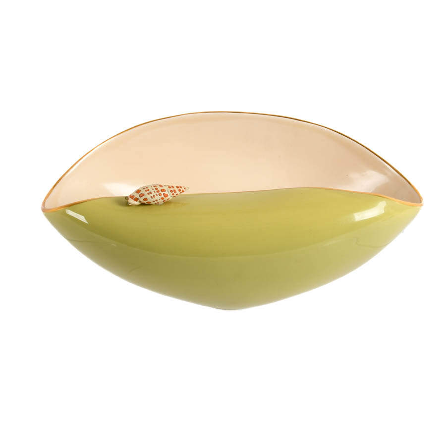 L'Objet Meridian Green Oval Seashell Bowl-1
