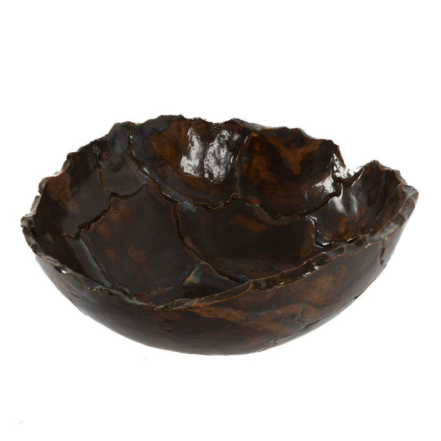 Large Brown Composite Studio Art Pottery Bowl-4