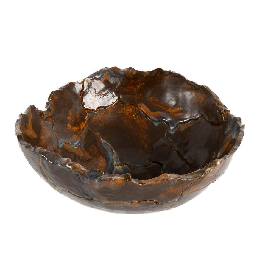 Large Brown Composite Studio Art Pottery Bowl-3