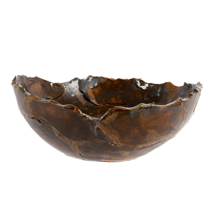 Large Brown Composite Studio Art Pottery Bowl-2