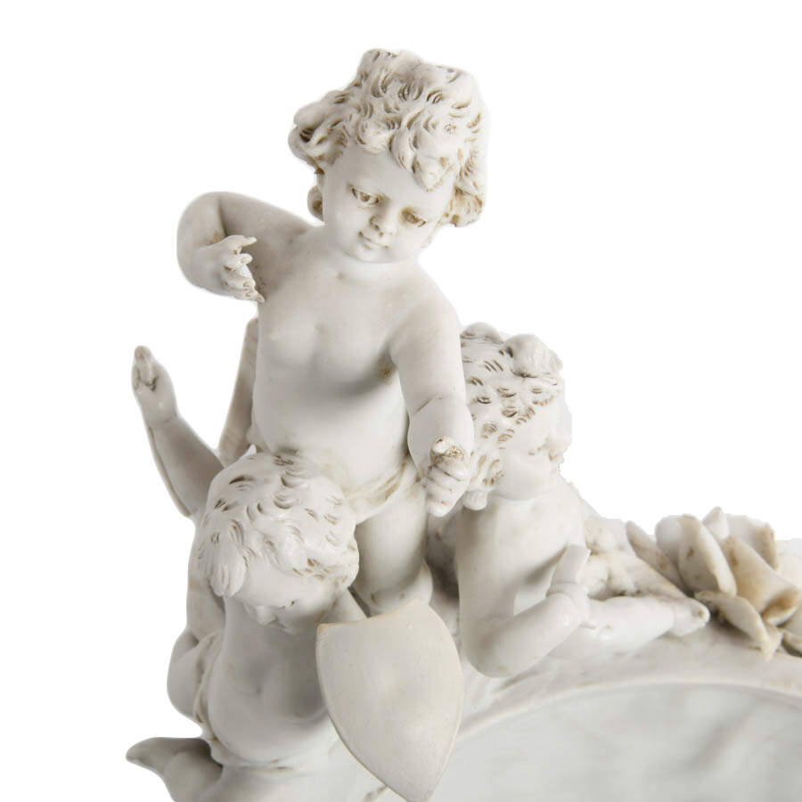 Blanc de Chine Capodimonte Figural Cherub and Floral Centerpiece-3