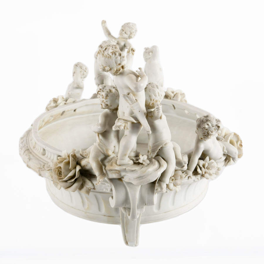 Blanc de Chine Capodimonte Figural Cherub and Floral Centerpiece-2