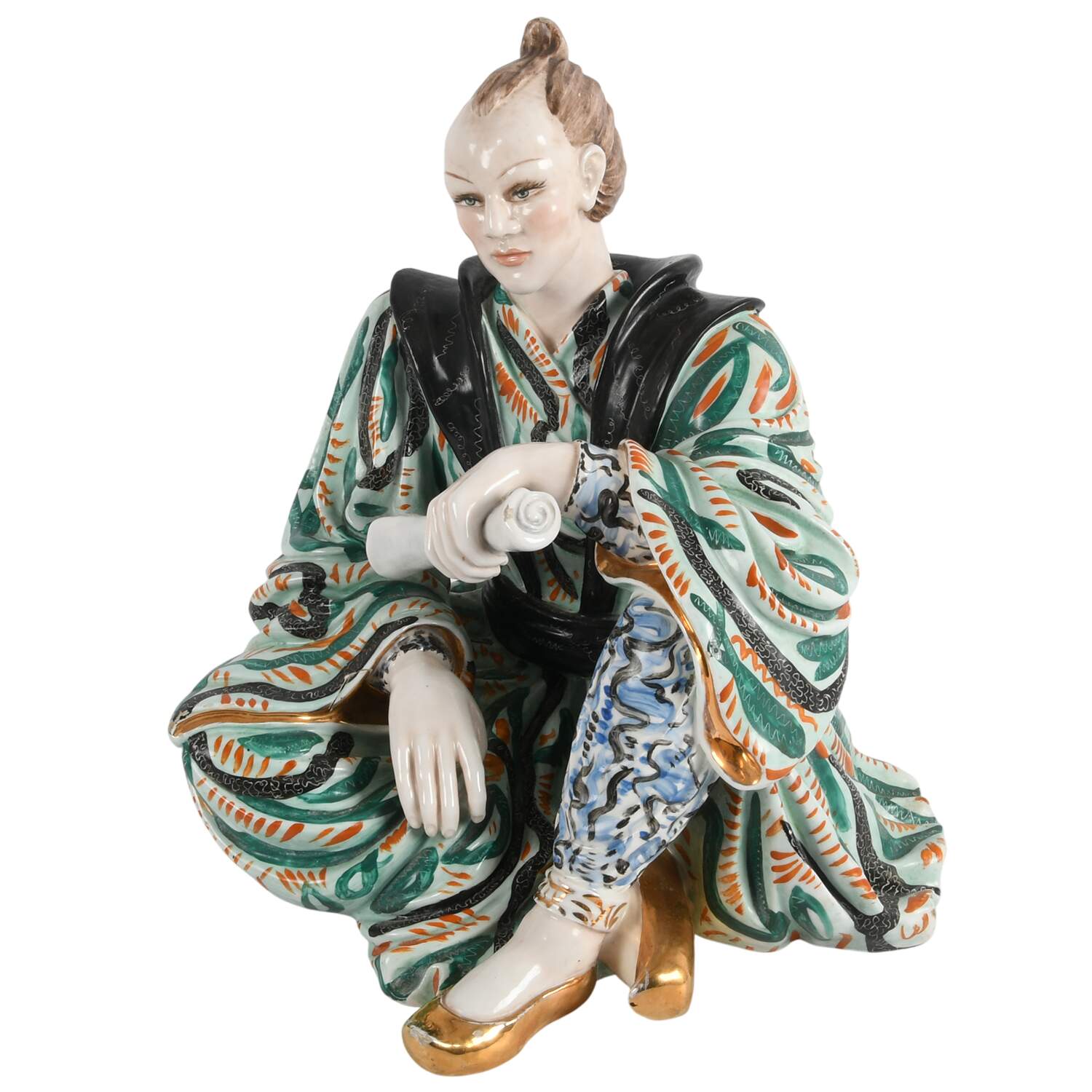 Italian Vincenzo Bertolotti Polychrome Samurai Figure-4
