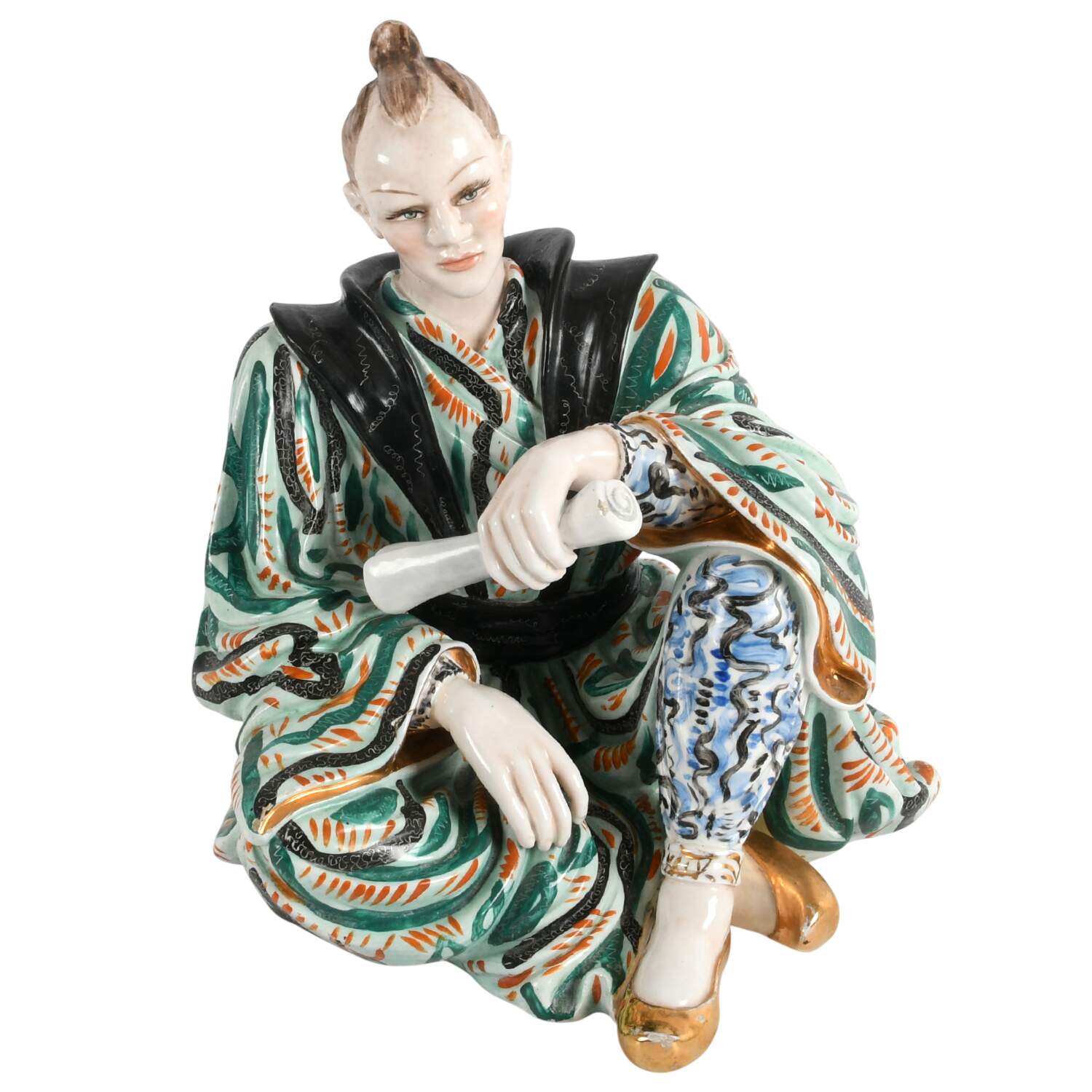 Italian Vincenzo Bertolotti Polychrome Samurai Figure-1