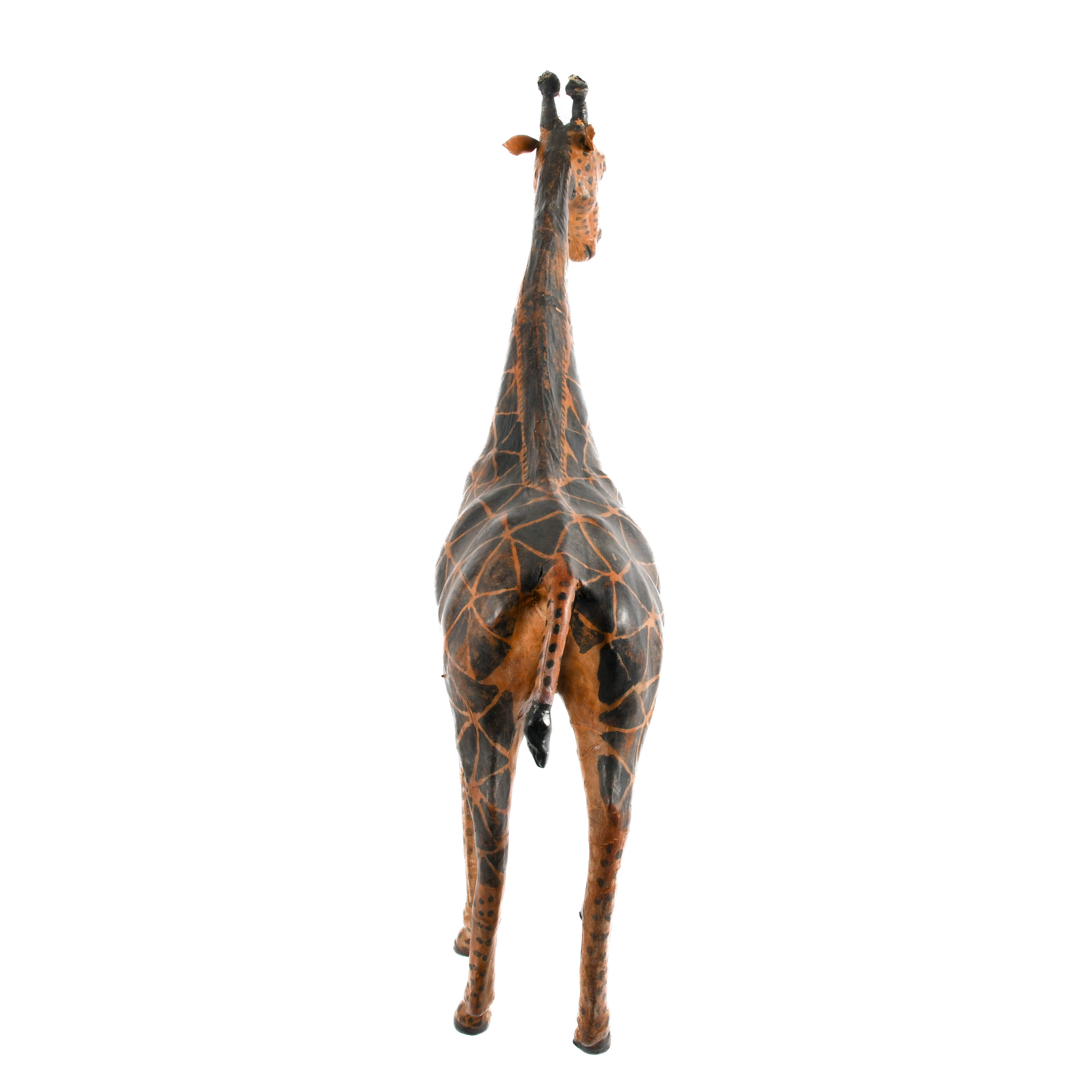 Mid-Century Modern Leather and Painted Giraffe Sculpture-7
