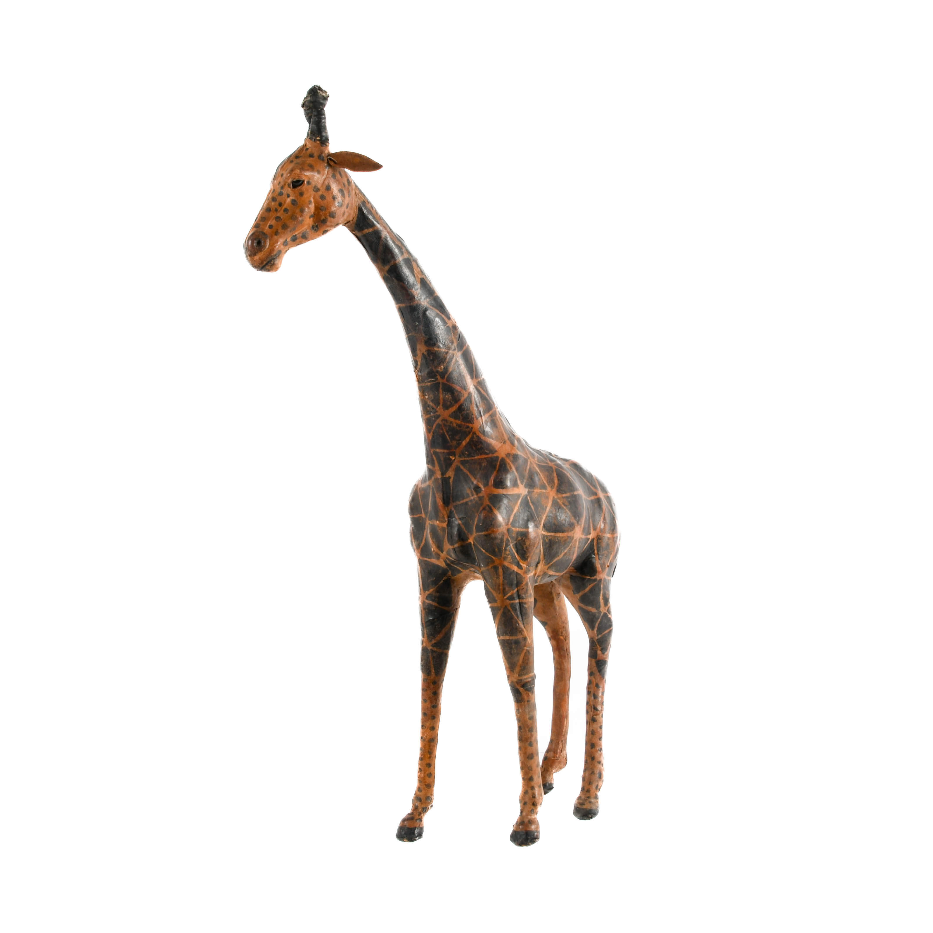 Mid-Century Modern Leather and Painted Giraffe Sculpture-2