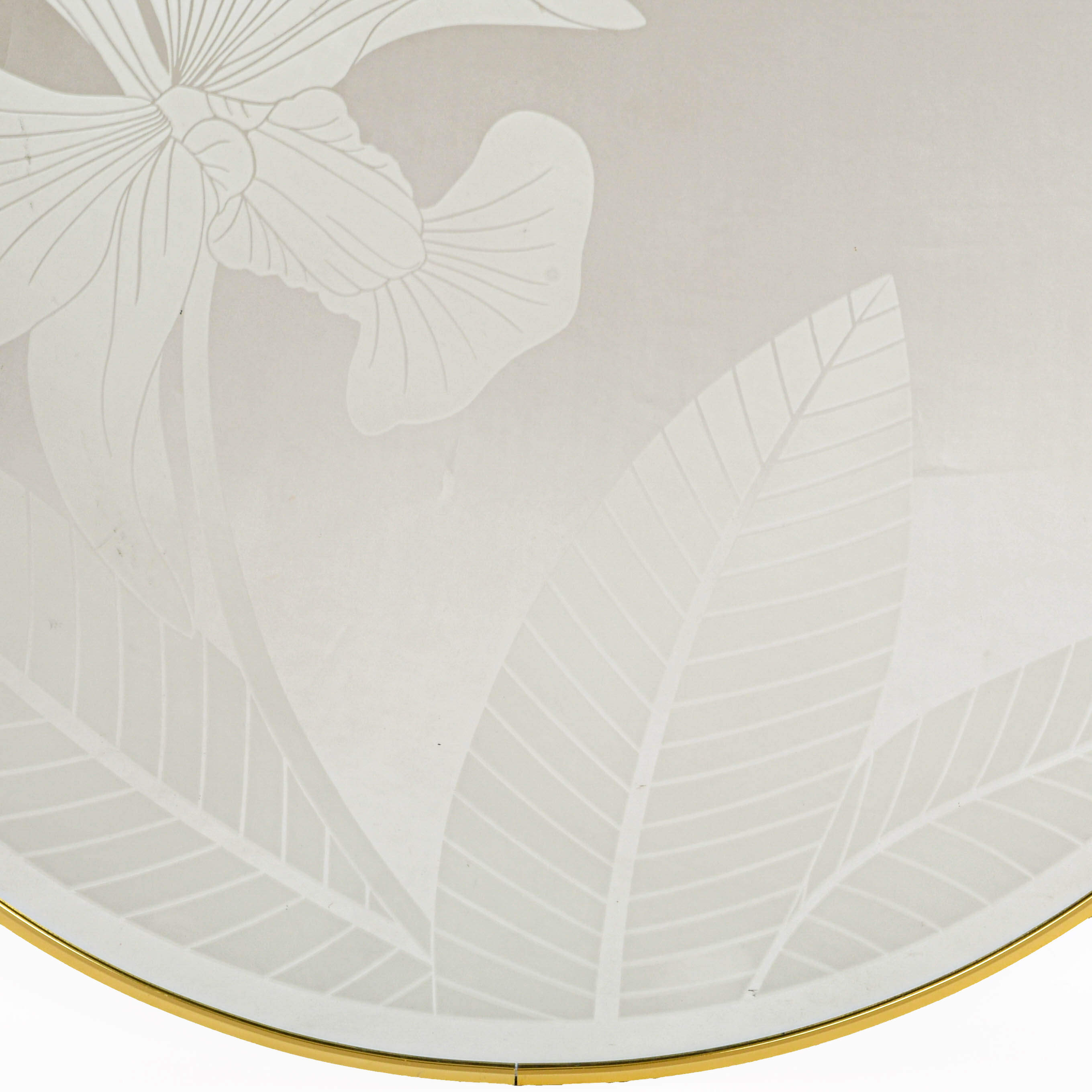 Large Round Hollywood Regency-Style Frosted Wall Mirror-3