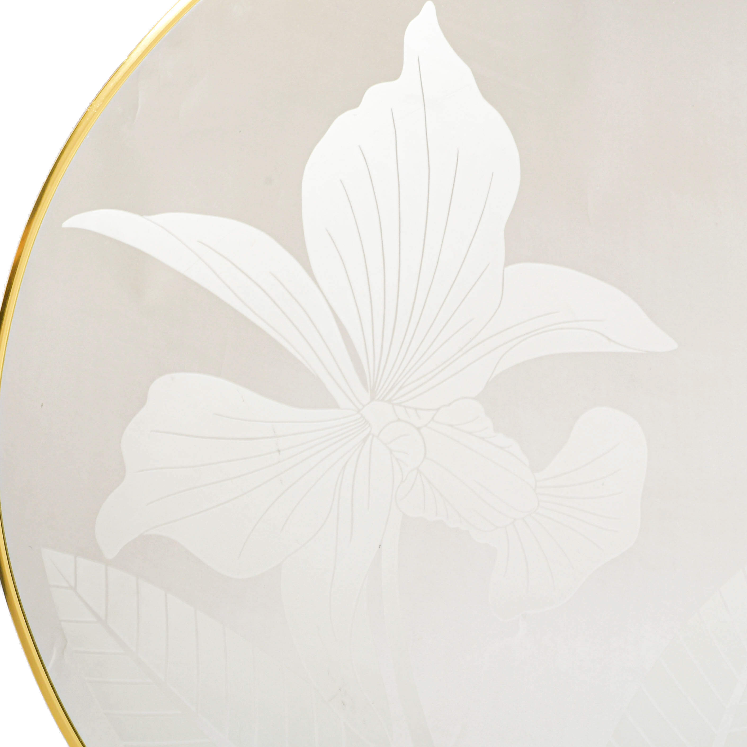 Large Round Hollywood Regency-Style Frosted Wall Mirror-2