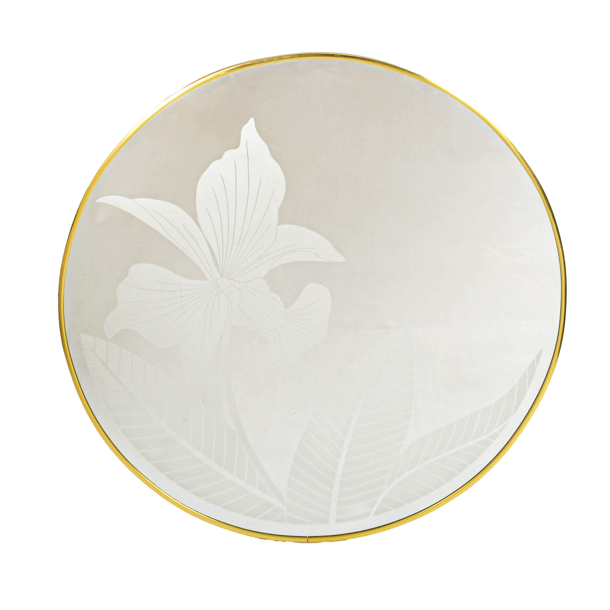 Large Round Hollywood Regency-Style Frosted Wall Mirror-1