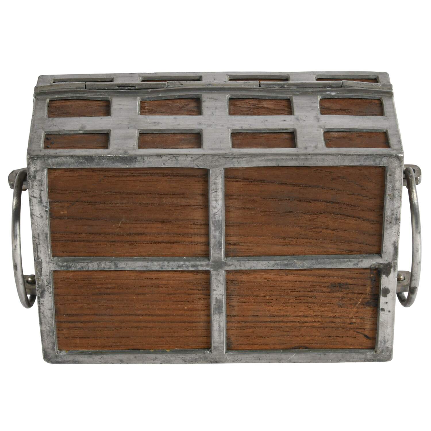 Antique Chinese Pewter and Wood Storage Box-7