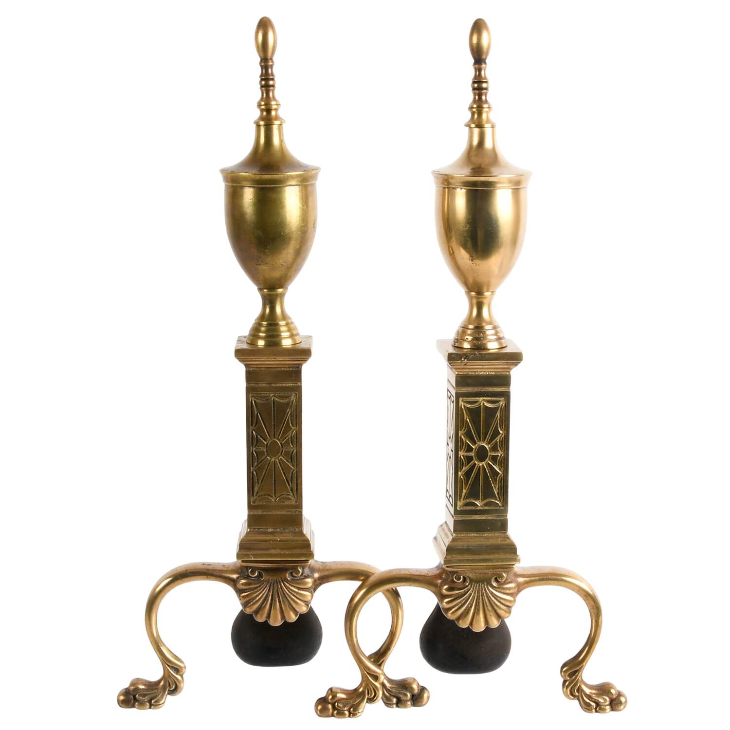 Antique Pair of French Classical Footed Chenets-5