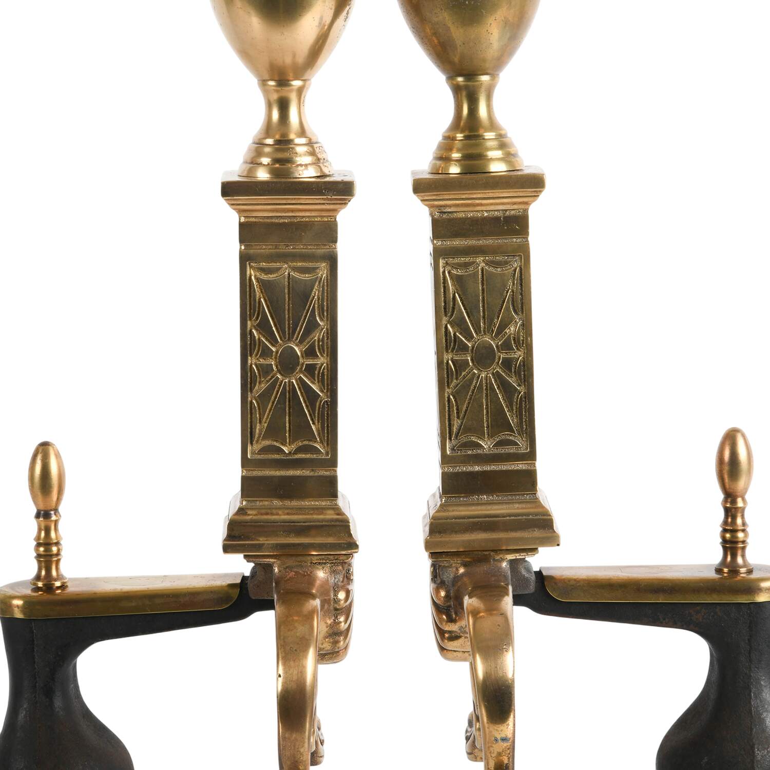 Antique Pair of French Classical Footed Chenets-2