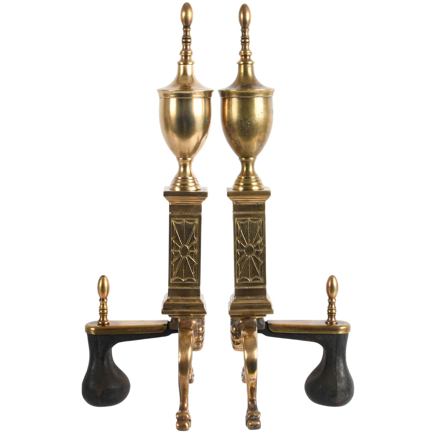 Antique Pair of French Classical Footed Chenets-1