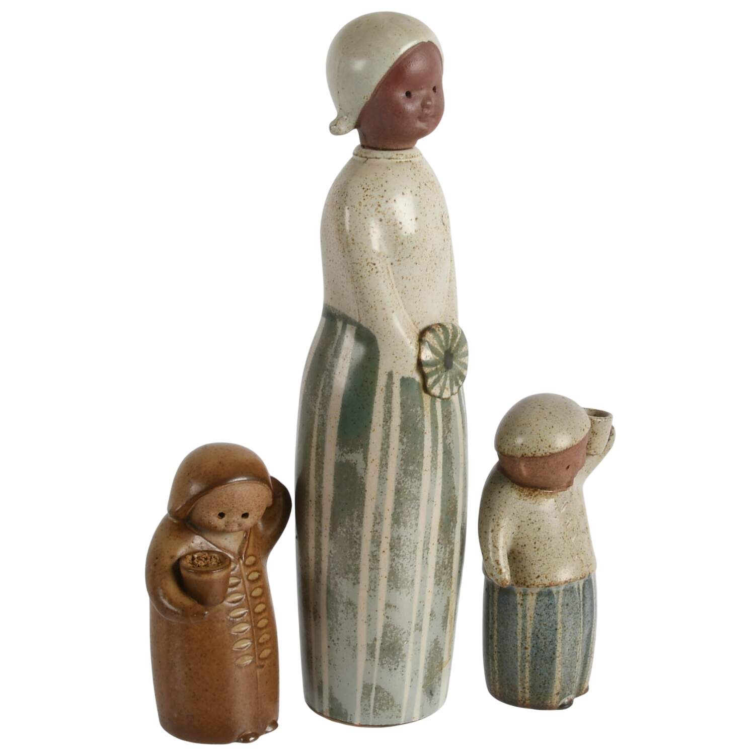 Mid-Century Modern Stoneware Figural Decanter and Candleholder Set-5