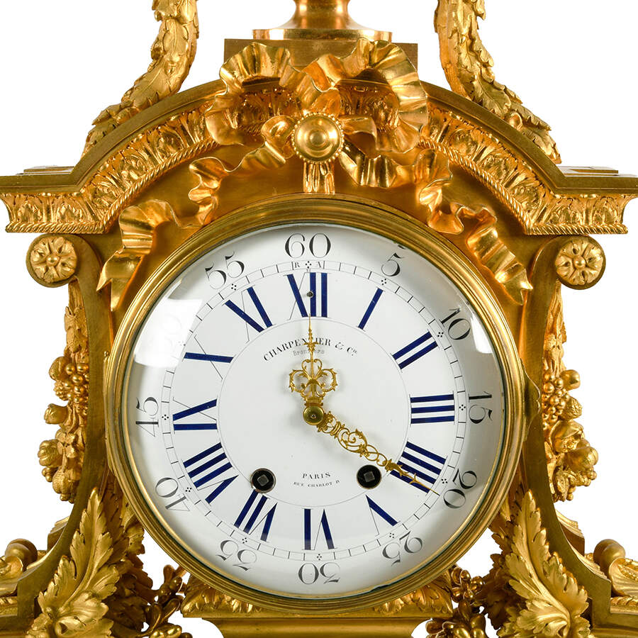 Antique Charpentier Clock and Candlestick Set-3
