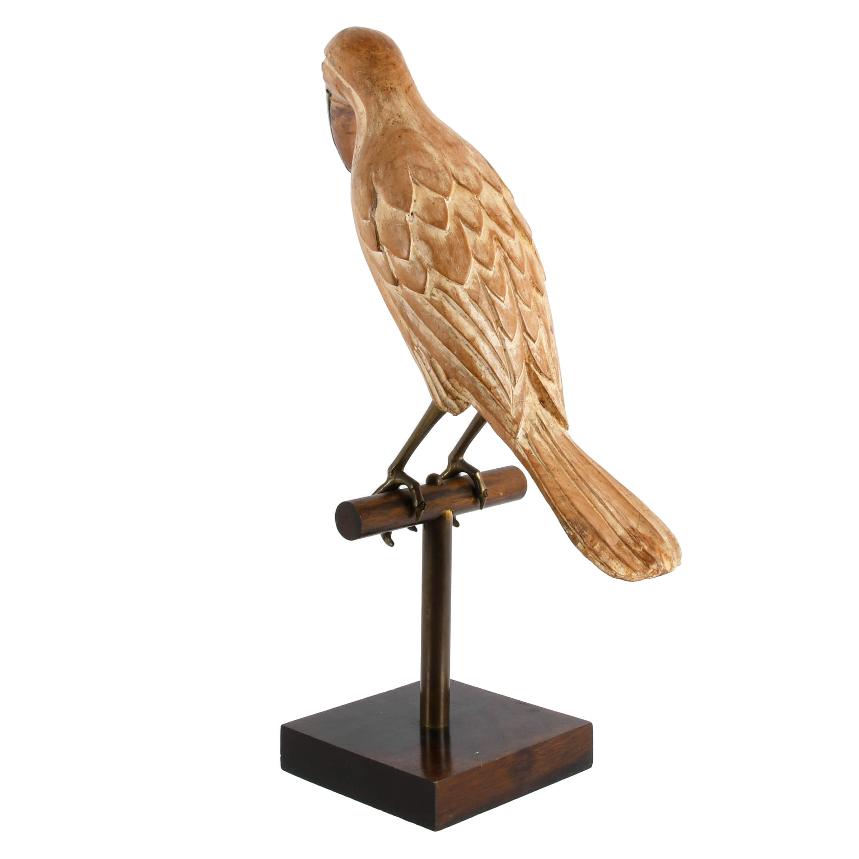 Italian Hand-Carved Wood and Brass Perched Toucan on Stand-4
