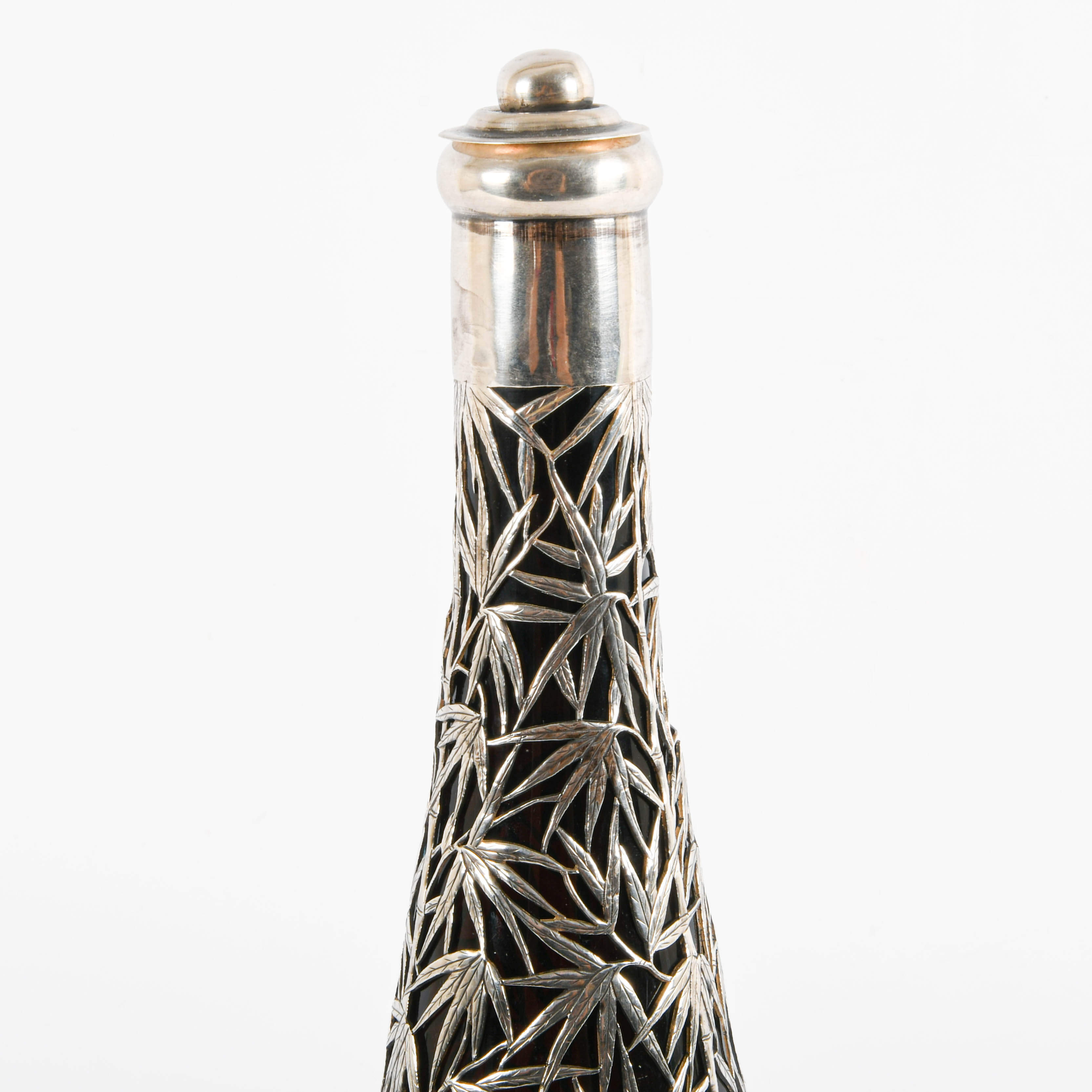 Decanter with Silver Bamboo Overlay-4
