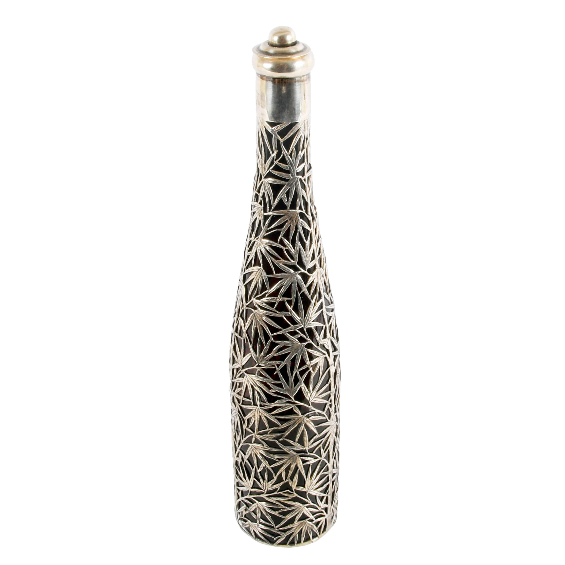 Decanter with Silver Bamboo Overlay-3