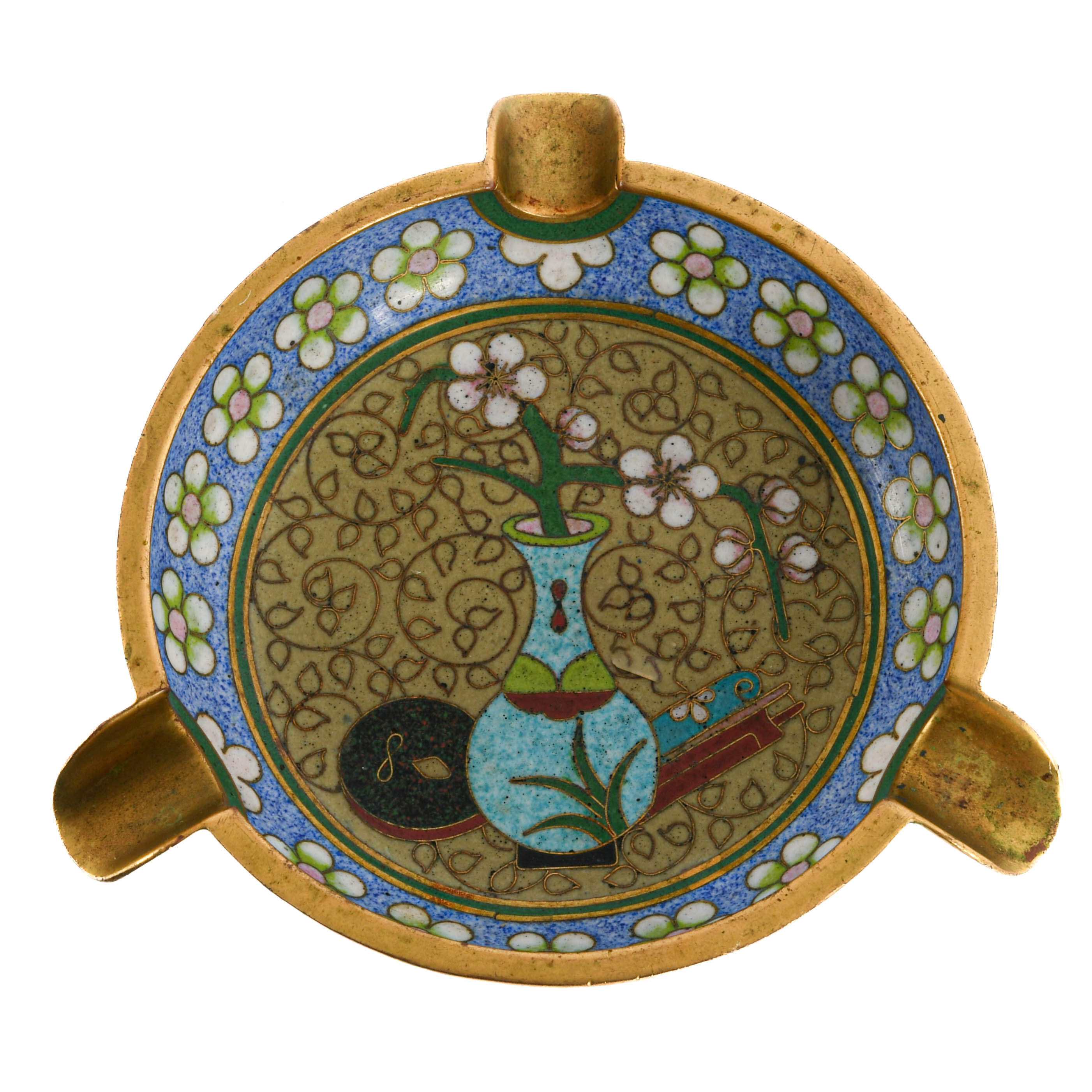 Chinese Floral Cloisonné Ashtray-1