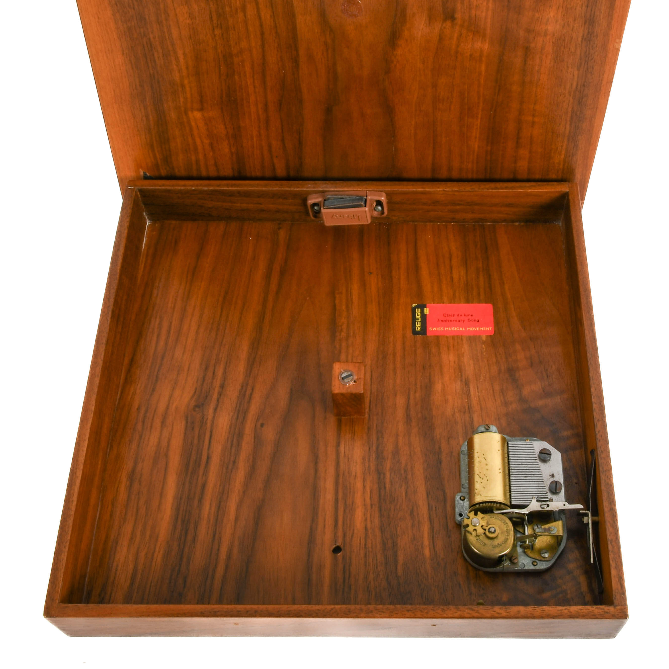 Marquetry Inlaid Wall Plaque with Reuge Swiss Music Box-5