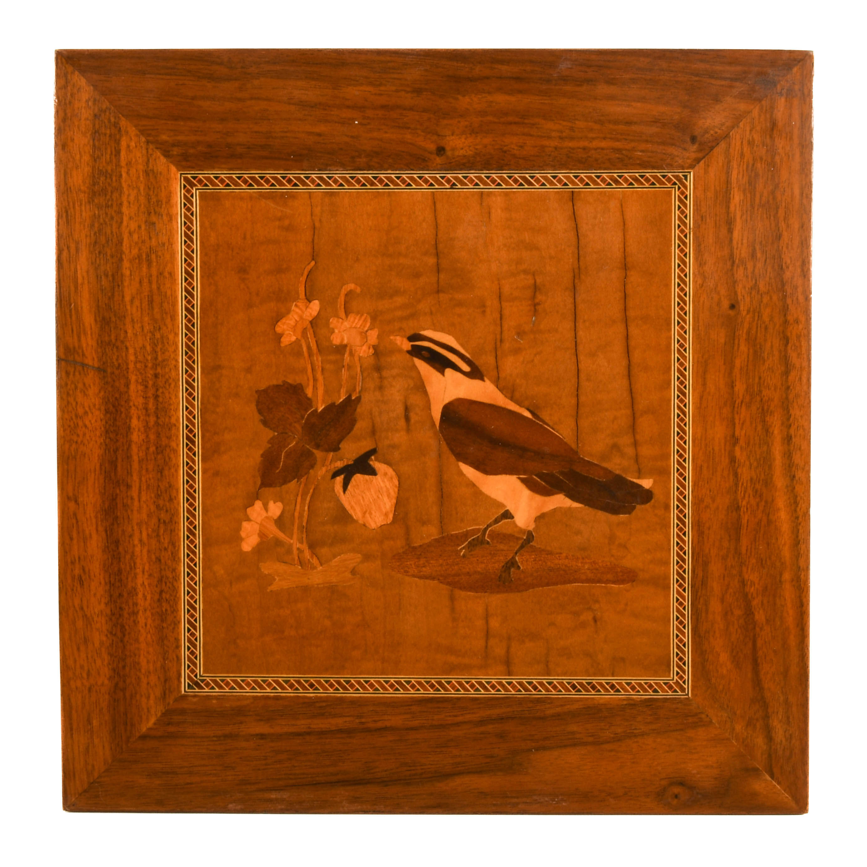 Marquetry Inlaid Wall Plaque with Reuge Swiss Music Box-1