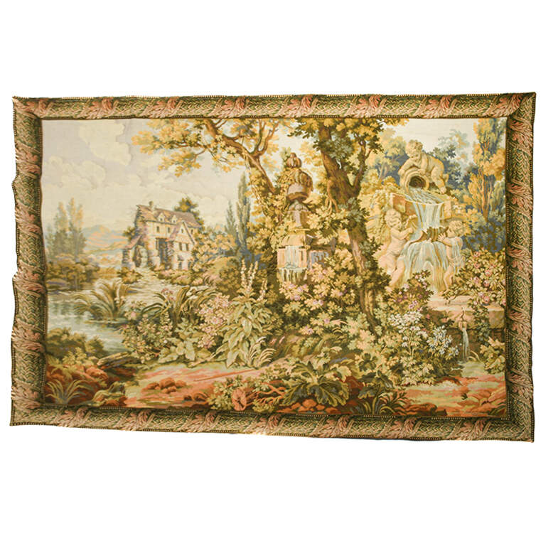 Romantic French Scenic Estate Wall Tapestry-1