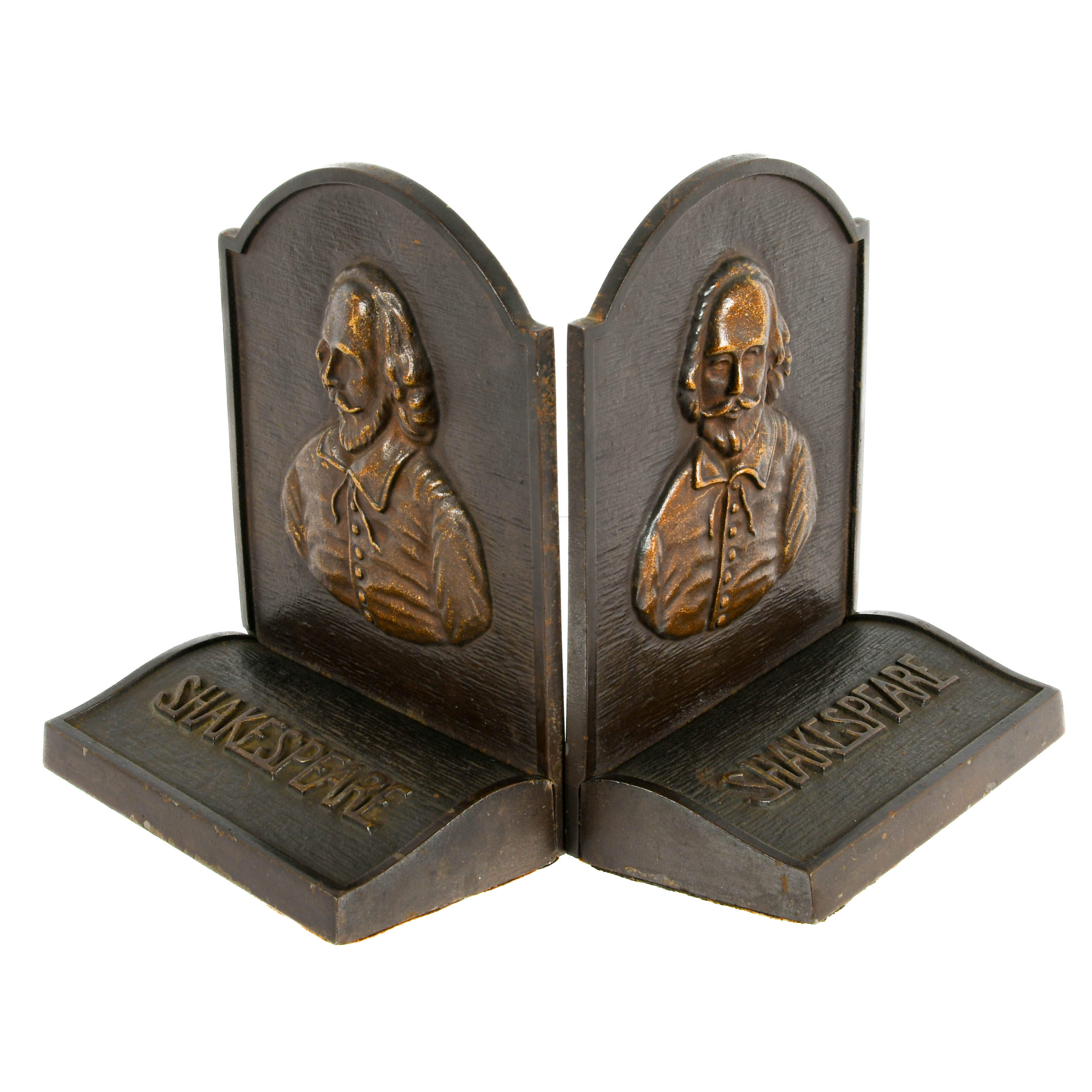 Antique Pair of Bradley & Hubbard Cast Iron Shakespeare Bookends-5