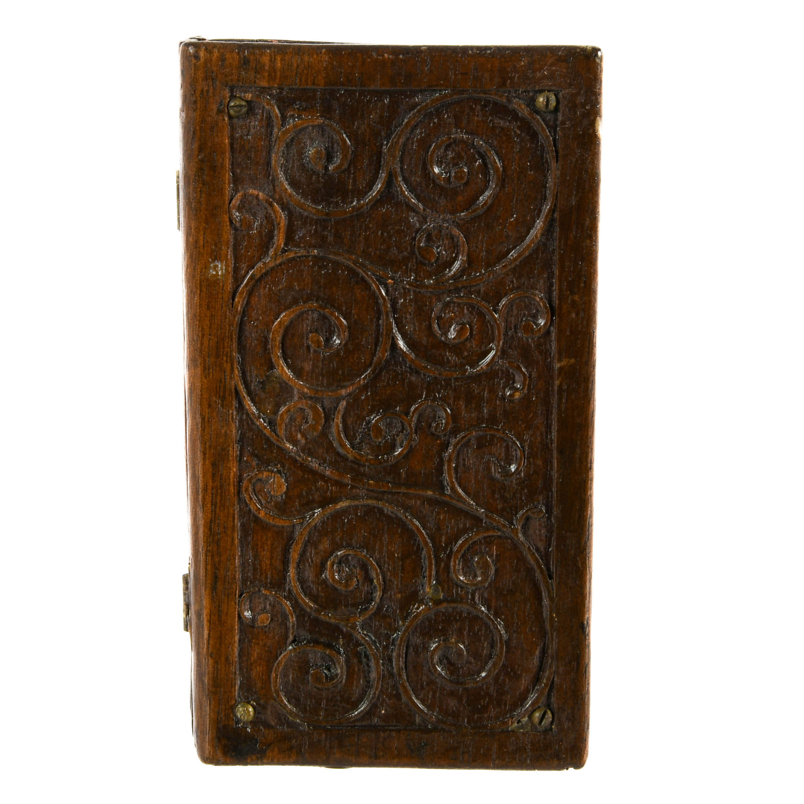 Antique Victorian Hand-Carved Ray Leather Diptych-5