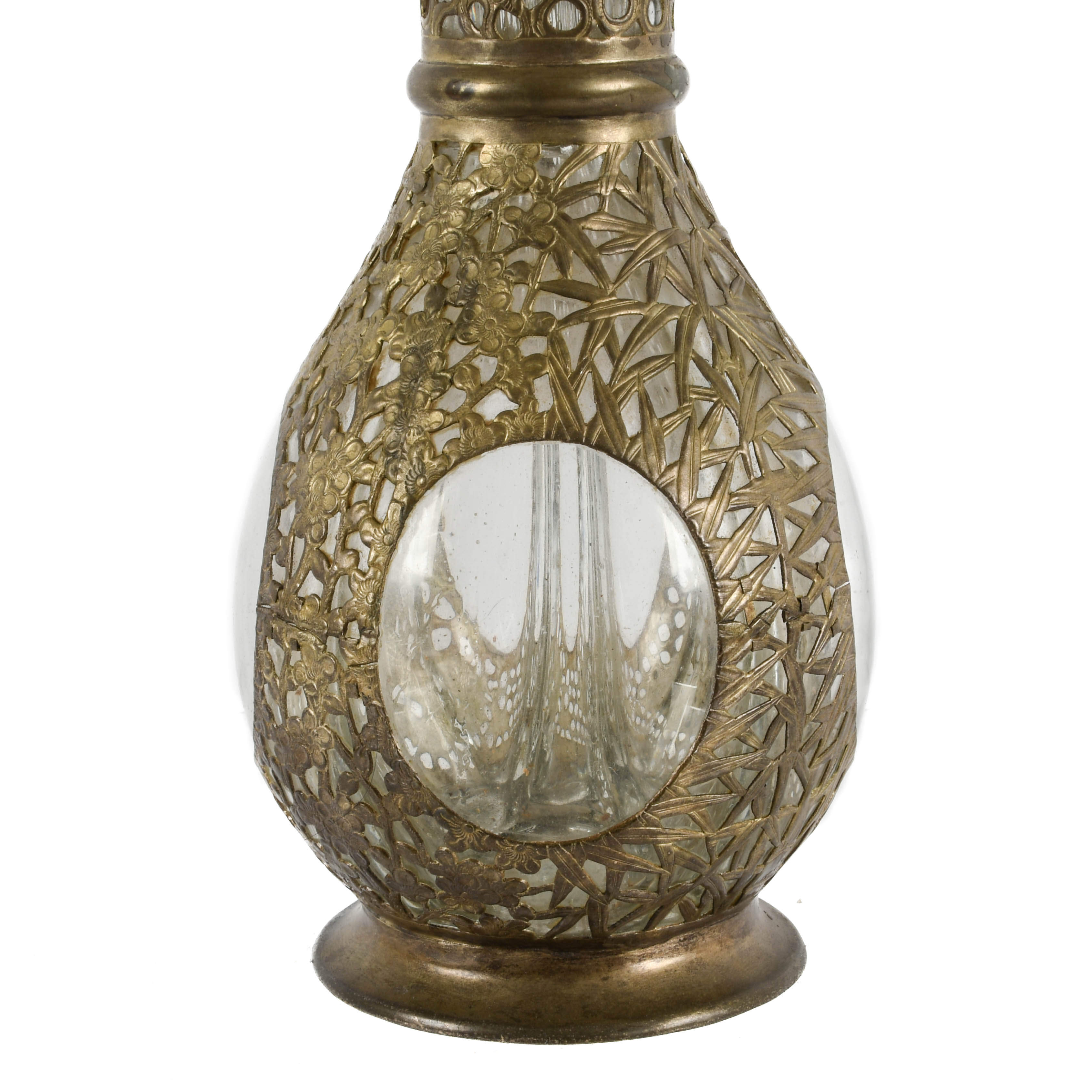 Antique Chinese Silver Overlay and Glass Decanter-4