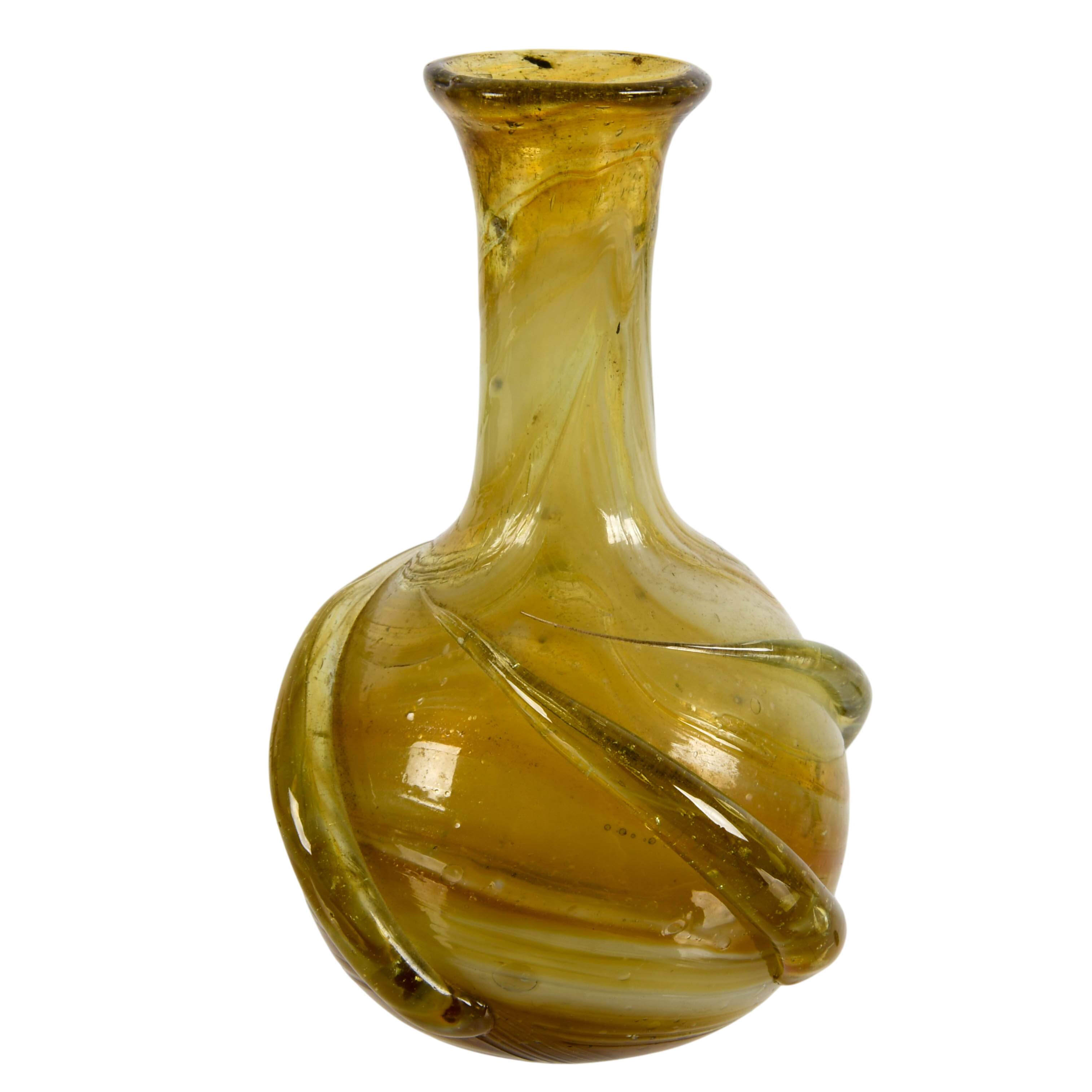 Set of Three Hand-Blown Roman Glass-Style Bottles-3